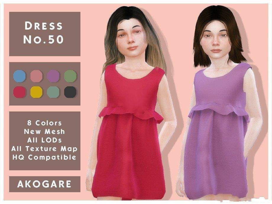 《模拟人生4》女孩分层纯色连衣裙MOD-Mods8游戏网